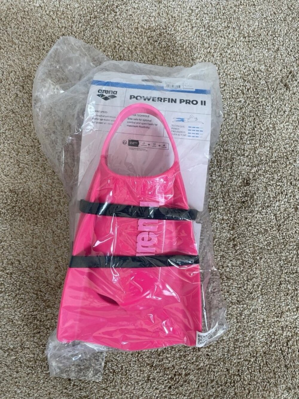 Arena Powerfin Pro II Swim Fins 9.5-10.5 - Hot Pink, Unisex